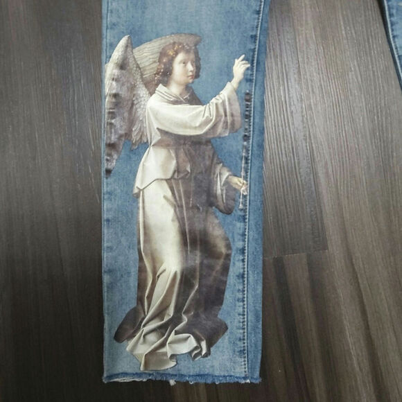 MNML dopamine button fly denim jeans Art to wear angel Mary Renaissance size 31 - Picture 4 of 6